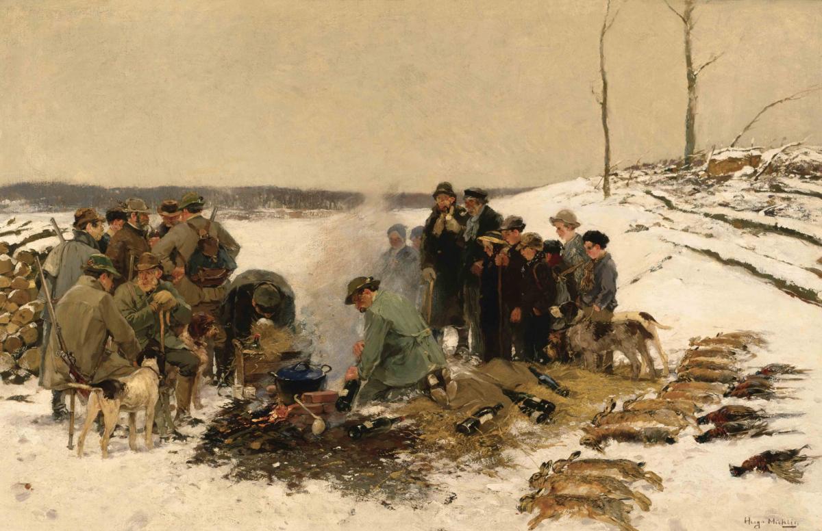 'Casse-croûte après la chasse' de Hugo Mühlig (1854-1929)
