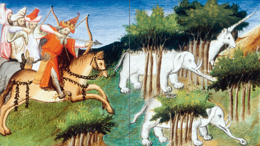 Scène de chasse du “Livre des merveilles” de Marco Polo (1254-1324)